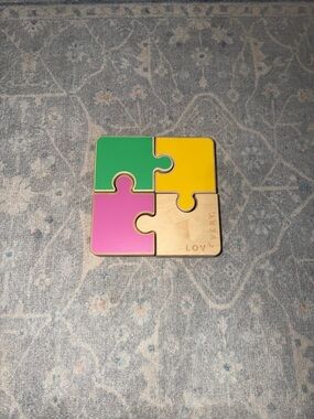 LovEvery Wooden Puzzle - Green, Yellow, Pink, Natural